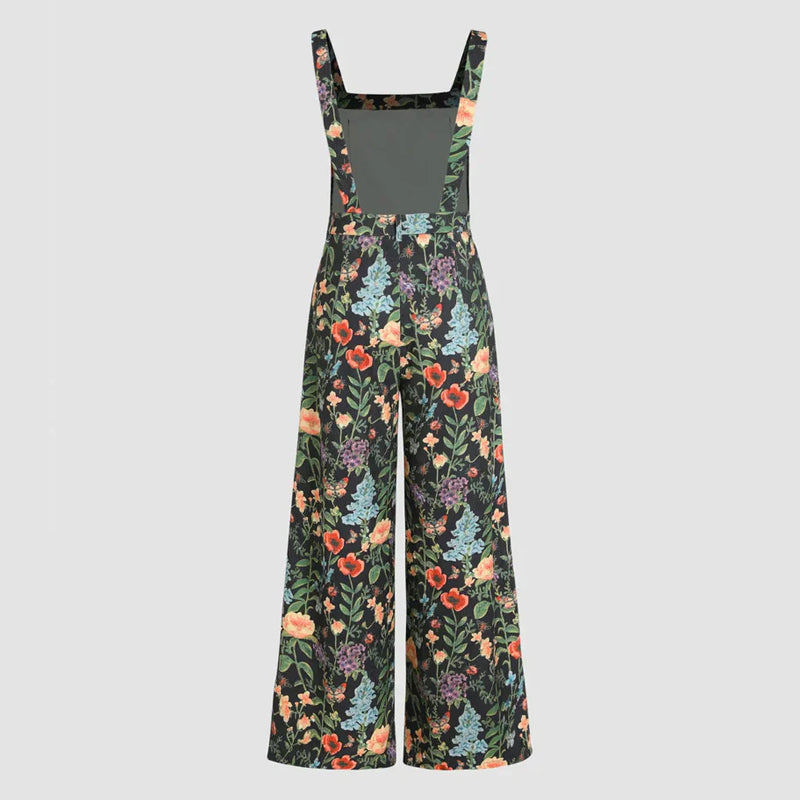 Jumpsuit mit weitem Bein und Blumenknöpfen