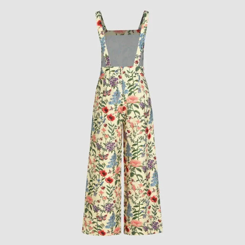 Jumpsuit mit weitem Bein und Blumenknöpfen