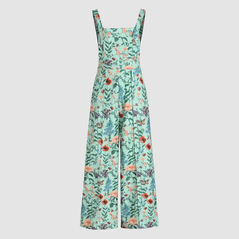 Jumpsuit mit weitem Bein und Blumenknöpfen