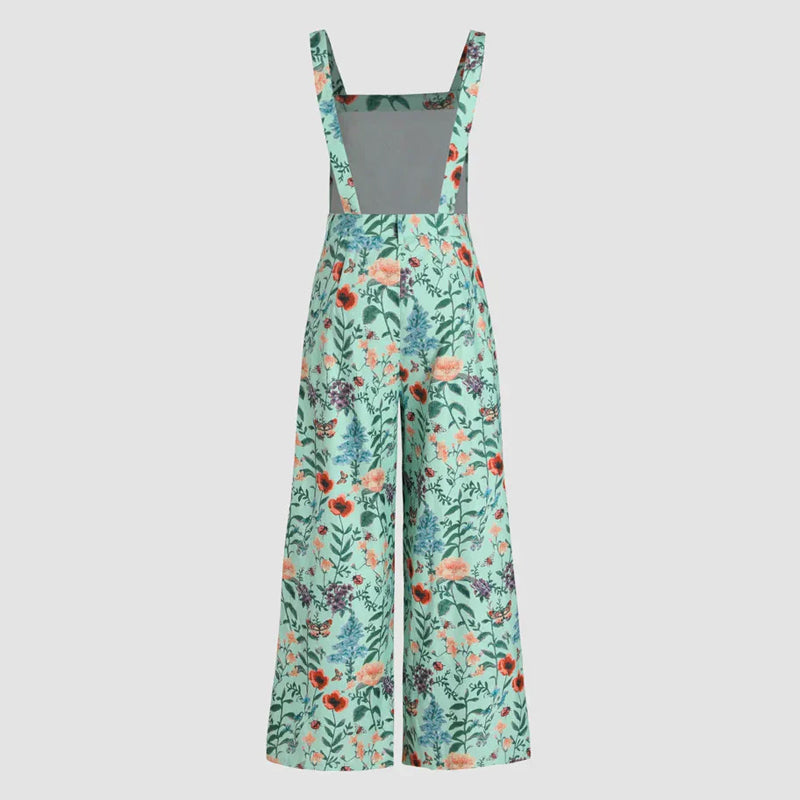 Jumpsuit mit weitem Bein und Blumenknöpfen