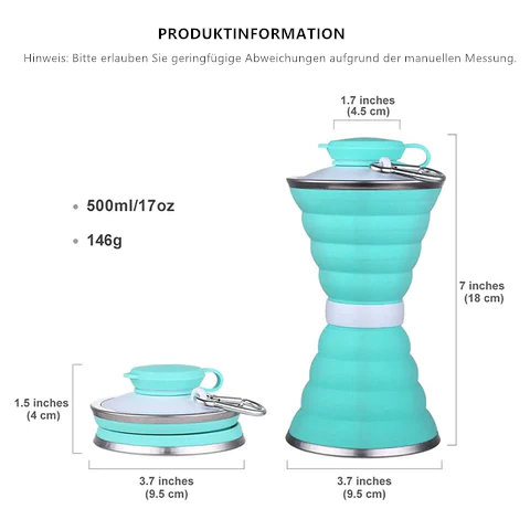 500 ml faltbarer Silikon-Wasserflaschenbecher