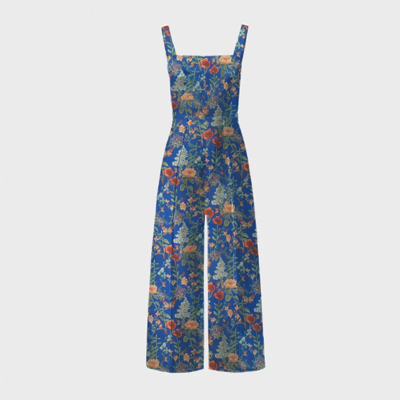 Jumpsuit mit weitem Bein und Blumenknöpfen