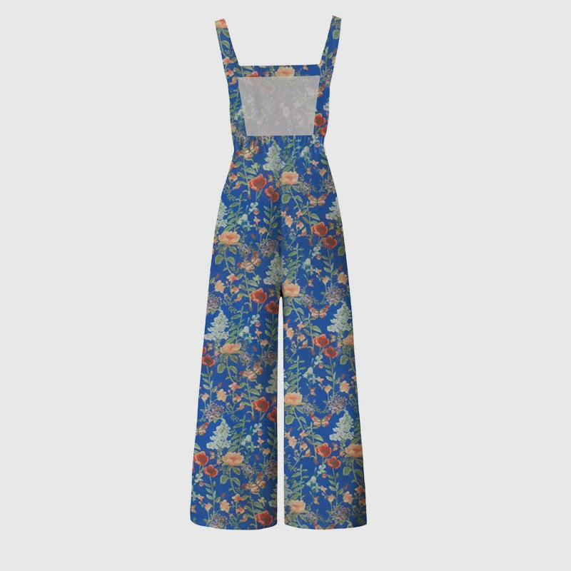 Jumpsuit mit weitem Bein und Blumenknöpfen