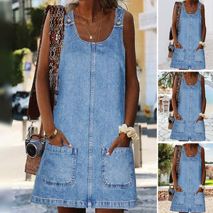 Denim-Overall-Minirock mit Vordertasche