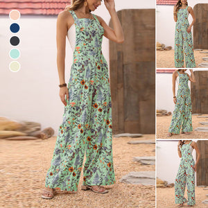 Jumpsuit mit weitem Bein und Blumenknöpfen