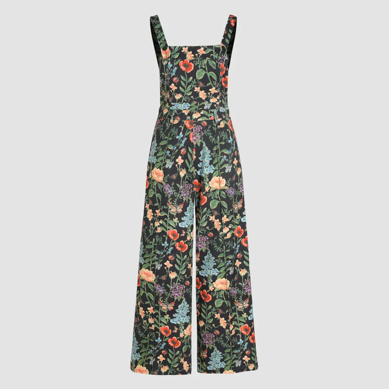 Jumpsuit mit weitem Bein und Blumenknöpfen