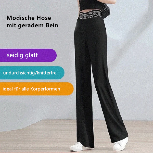 Hose mit weitem Bein und hoher Taille aus Eisseide