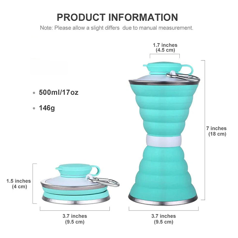 500 ml faltbarer Silikon-Wasserflaschenbecher