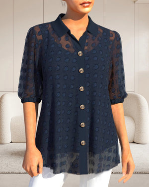 Bluse mit Hemdkragen und halblangen Ärmeln