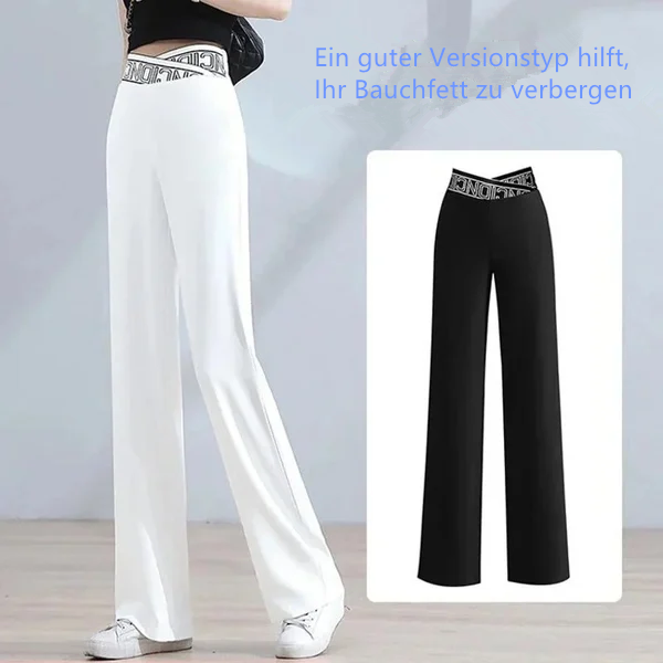 Hose mit weitem Bein und hoher Taille aus Eisseide